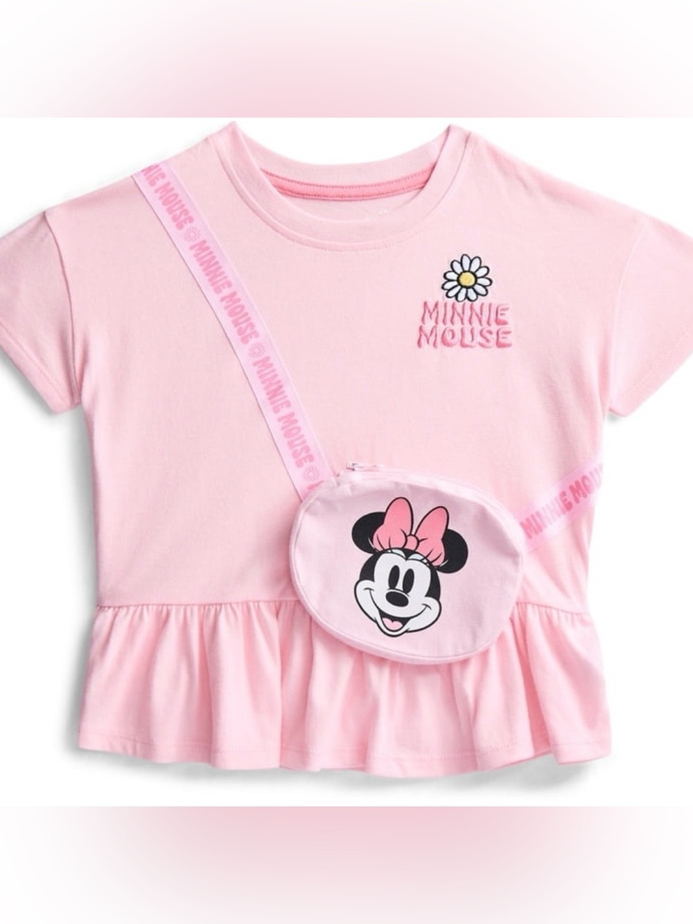 BRAND NEW Disney Minnie Mouse Peplum Top Kids Size 4T w/attached 3D Bag